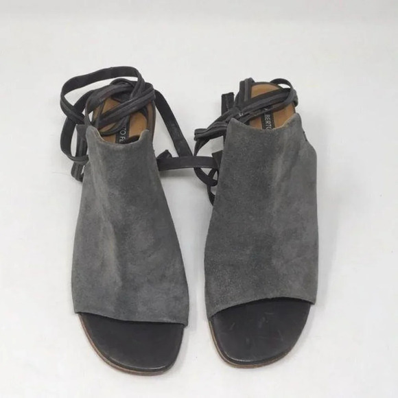 Alberto Fermani Shoes Sandals Heels Mules Lace Up Leg Italy Gray Suede 38 US 8 - Picture 13 of 16